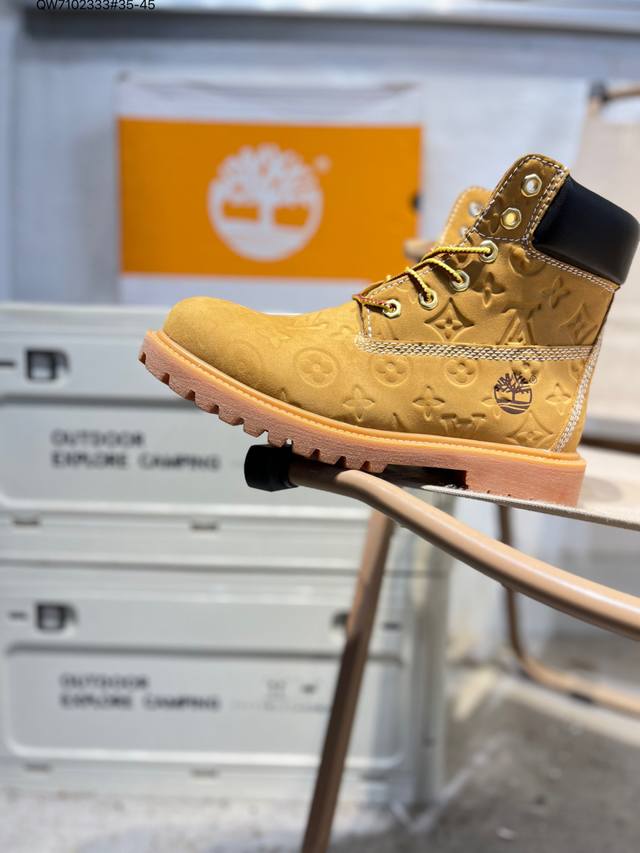 Timberland X Louis Vuitton Lv Collaboration Timberland Monogram Yellow Boots Ori