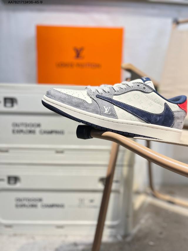 Factory Grade Top Layer Leather LV X Jordan Air Jordan 1 Low AJ1 Low-Top Basket