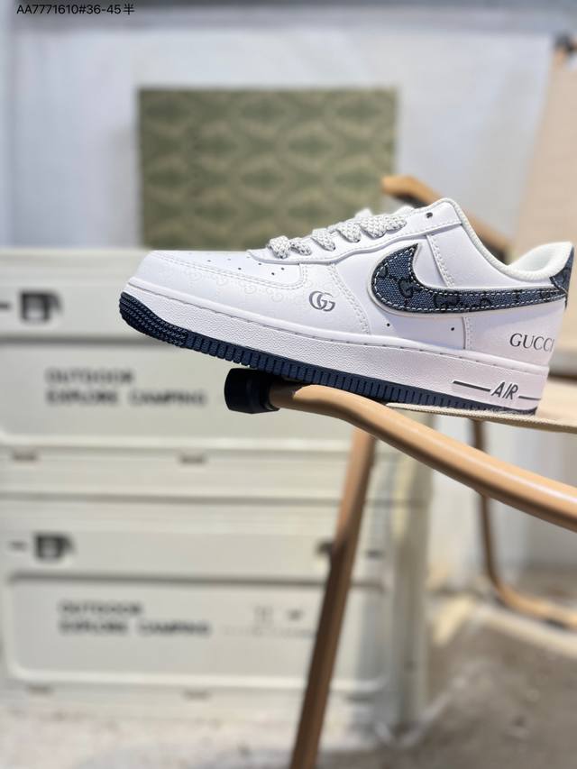 Gucci X Nk Air Force 1 '07 Low Low-top Casual Sneakers #Custom Leather, Original