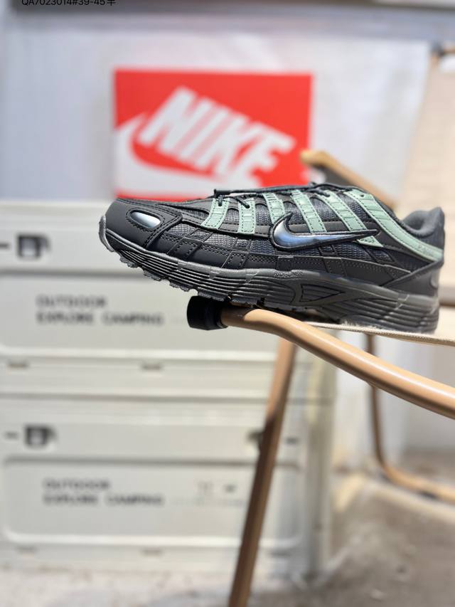 Nike P-6000 Laser Blue Retro Tech-Style Dad Shoes. The shoe features a crisscro