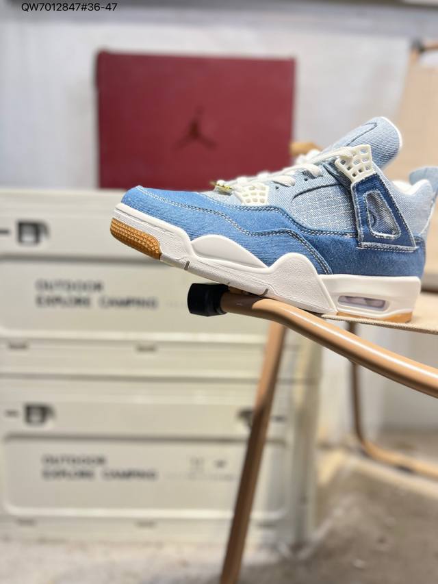 Air Jordan 4 Retro Black Military Blue Michael Jordan AJ4 Mid-Top Retro Casual S