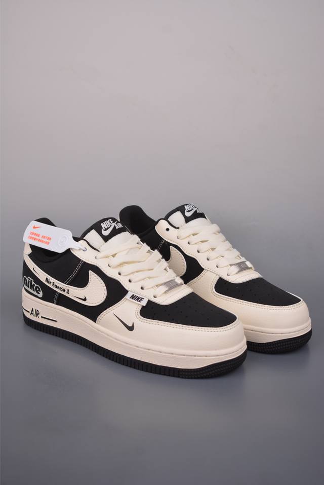 Nike Air Force 1 Low, Beige/Black. Made with original last and cardboard, this
