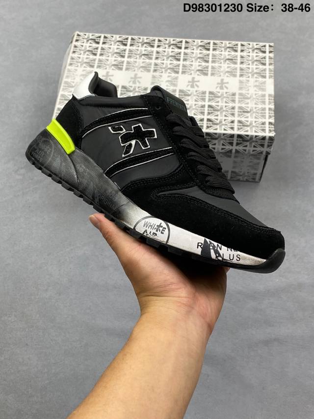 Premiata men's shoes, original export quality, featuring a leather trim combinat