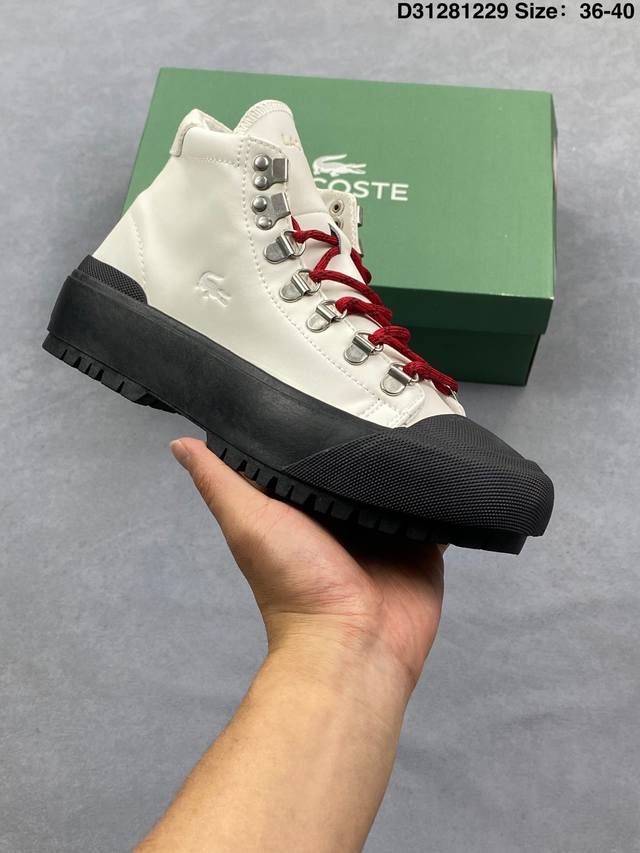 New Arrival Lacoste Men's Basketball Shoes, High-Top Casual Shoes, Fabric Canvas