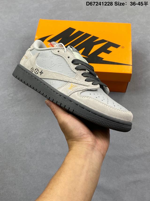 Fragment X Travis Scott X Stuart Air Jordan 1 Low Three-Way Collaboration Revers