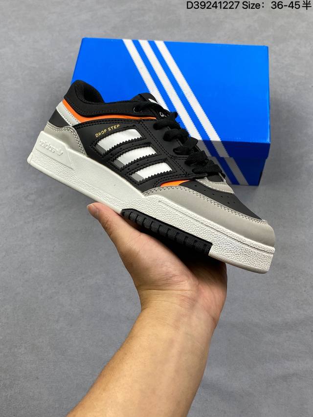 Factory Grade Adidas Originals Drop Step Leather Lace-up Non-slip Wear-resistan