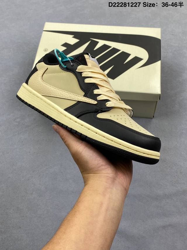 Nike AJ1 Travis Scott X Air Jordan 1 Reverse Mocha AJ1 Collaboration Low-Top Ba