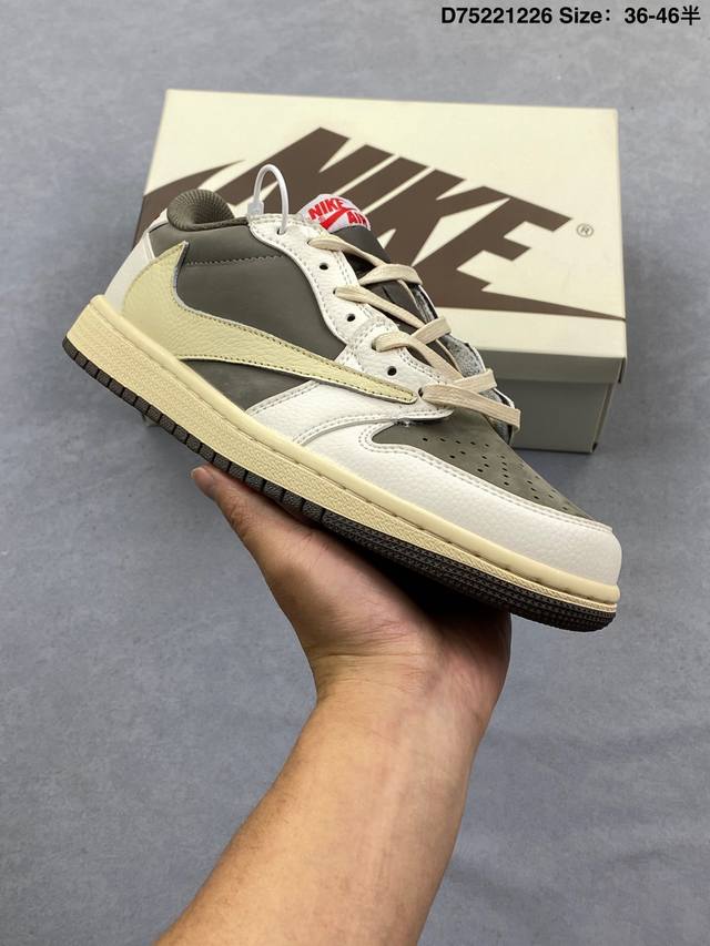 Nike AJ1 Travis Scott X Air Jordan 1 Reverse Mocha AJ1 Collaboration Low-Top Ba