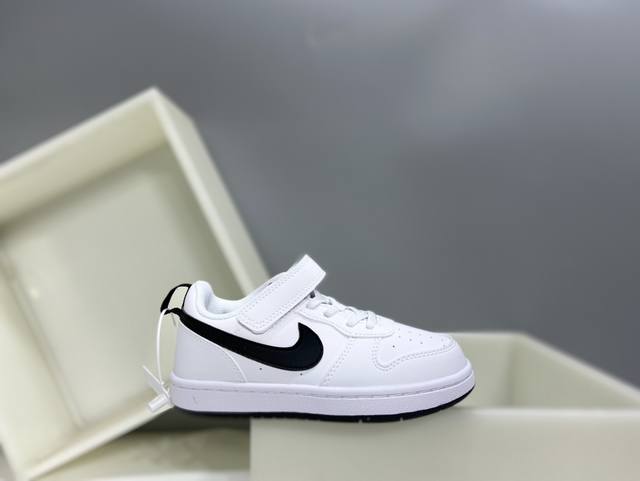 Nk Court Boroughlow 2 psv Autumn Boys and Girls Magic Buckle White Sneakers Casu
