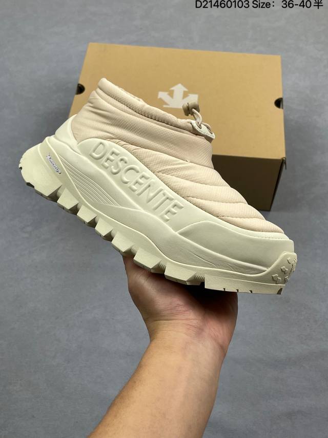 Descente Ski Style Series Cotton Macaron Thick-Soled Bread Camp Shoes Warm, Sli