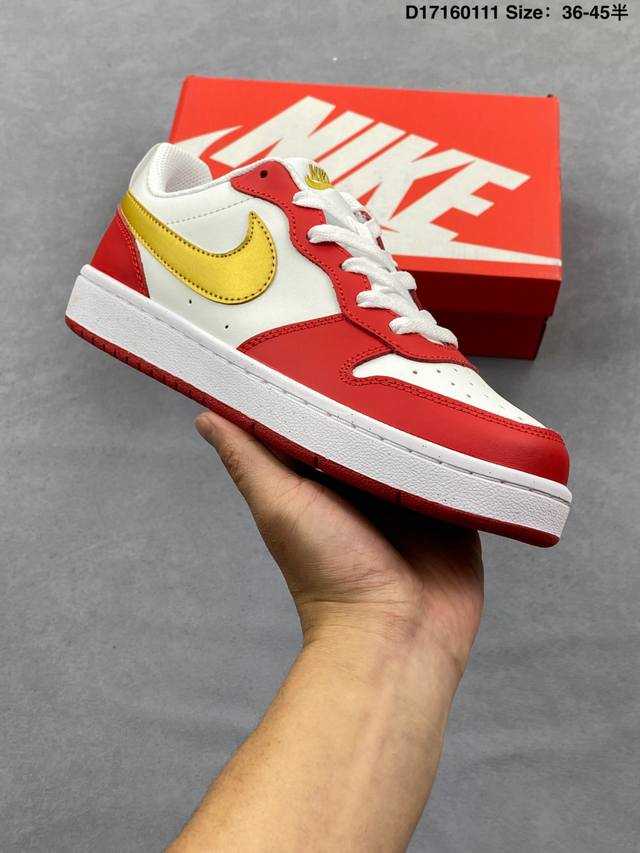 Nike Women's Court Borough Low Sneakers. 1. The leather upper combined with a m