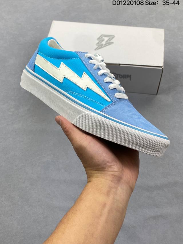 New Vans Knu Skool Anti-slip Shock-absorbing Low-top Sneakers Unisex Blue and Wh