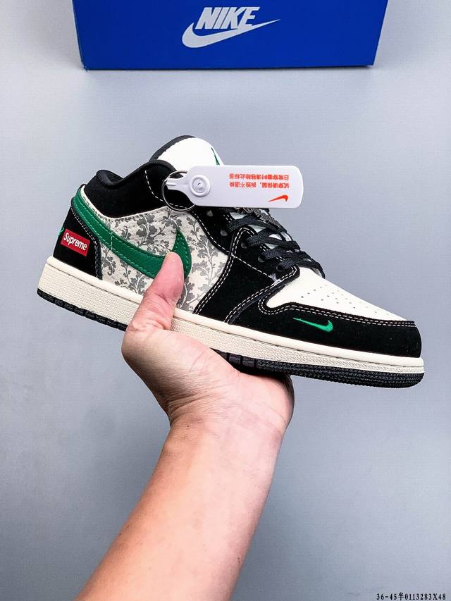 Company-grade top-grain leather! Nike Air Jordan 1 Low (AJ1) trendy casual sneak