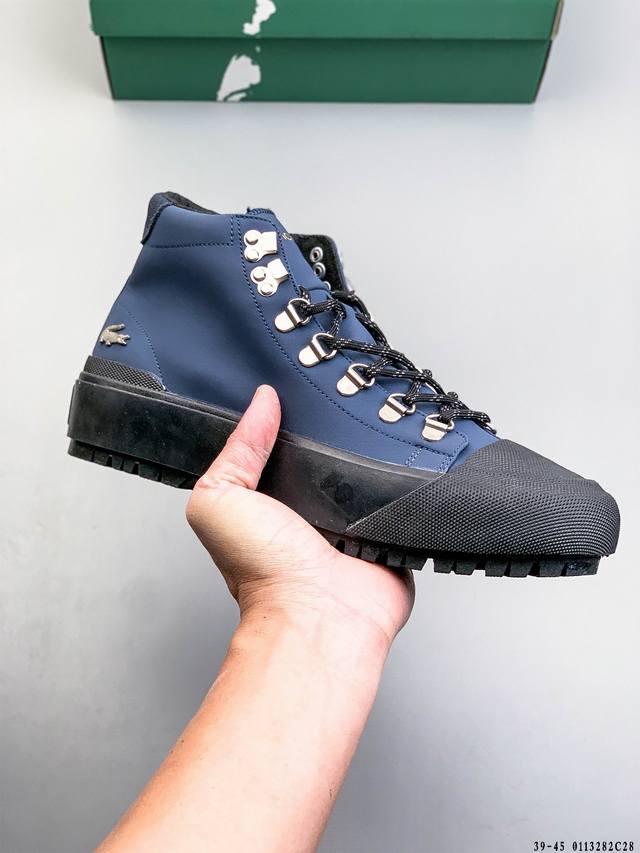 Authentic Lacoste French Crocodile Fashion High-Top Cowhide Leather Men's Shoes