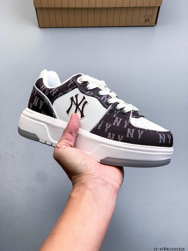 Company Grade! Mlb Chunky Liner Casual Running Shoes, Printed Leather Sneakers,