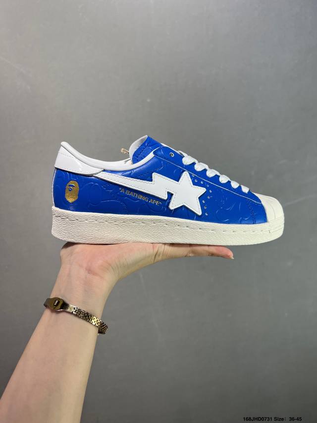 Company Grade Adidas Team Court Bape Collaboration Classic Shell Toe Low-Top Ve