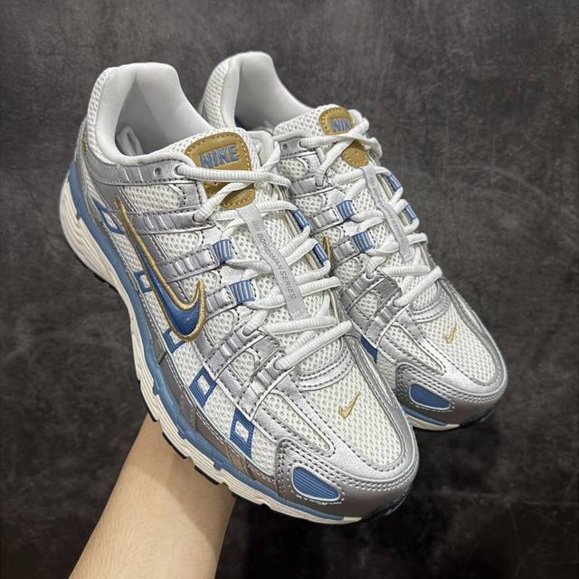 Pure Original CS Version NK P-6000 Retro Dad Casual Sports Shoes Silver Blue Hj7