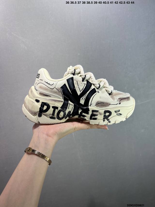 Company Grade Mlb Ny Printed Popular Dad Shoes Graffiti Prank DDD 6cm Height In