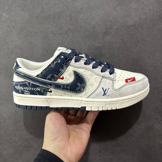 Customized Nike SB Dunk Low LV Collaboration Pig Eight Blue Denim Anniversary H