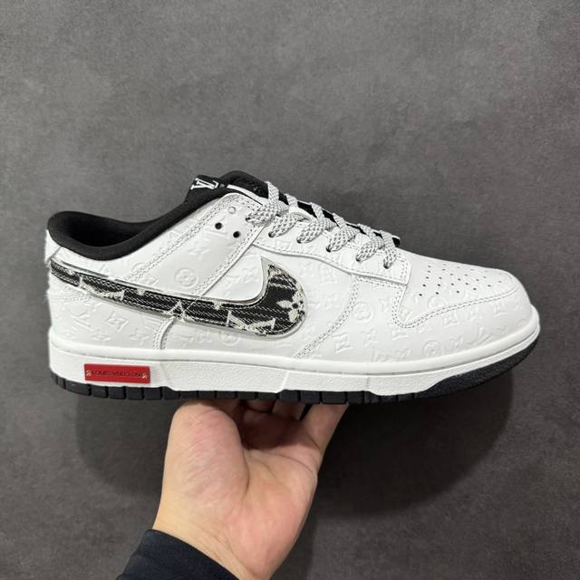 Custom Louis Vuitton X Nike Dunk SB Low: Louis Vuitton Lv Low-Top White and Bla