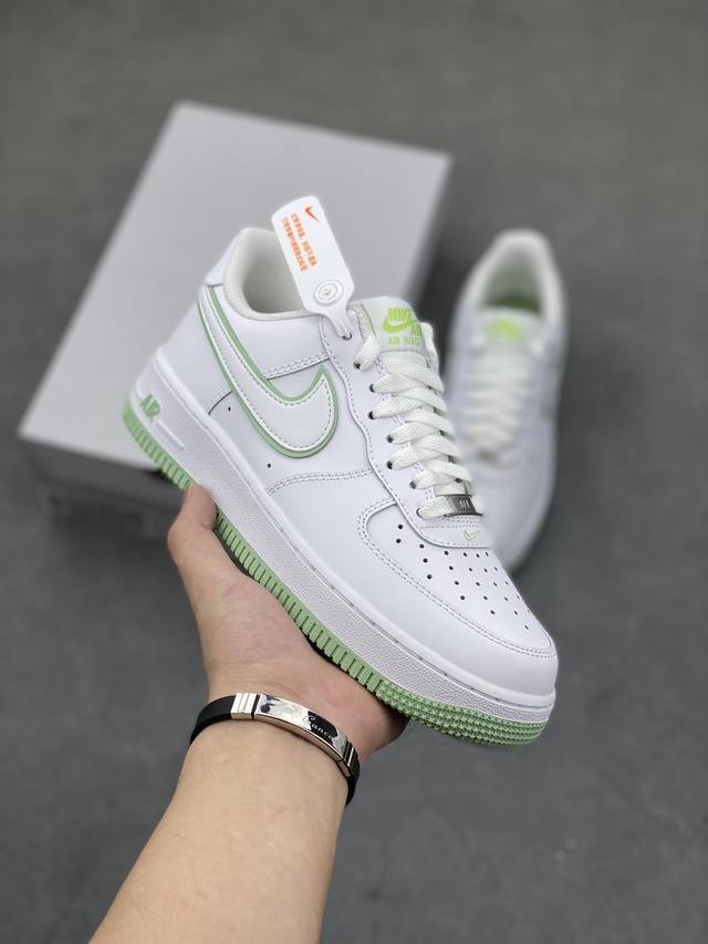 DDD Nike Air Force 1 '07 Low Sneakers, White/Green, Original Grade, Original Las