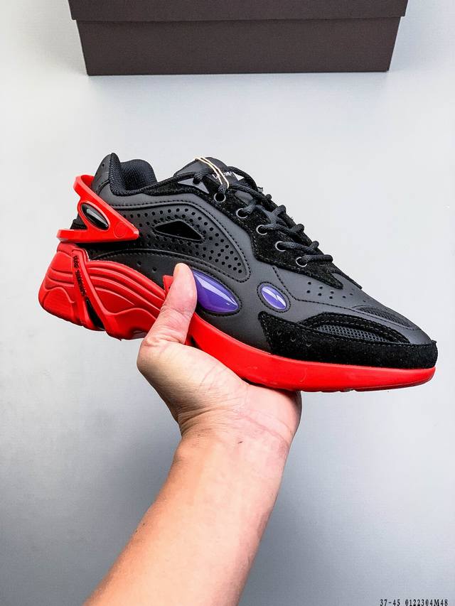 Company Grade Raf Simons Cylon-21 Trendy Sporty Fabric Leather Round Toe Lace-up