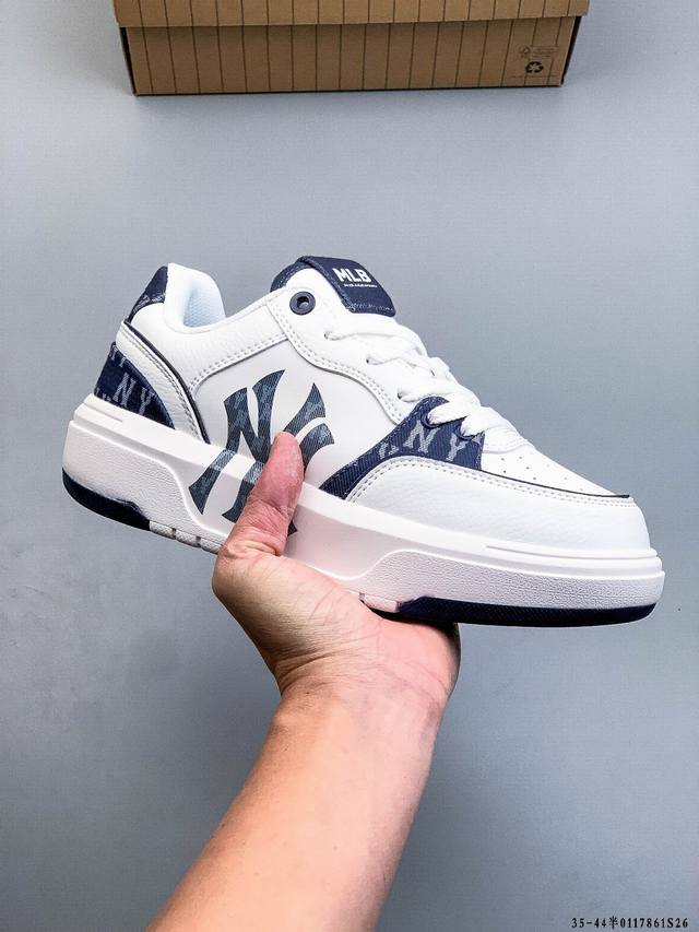 Company Grade! Mlb Chunky Liner Casual Running Shoes, Printed Leather Sneakers,