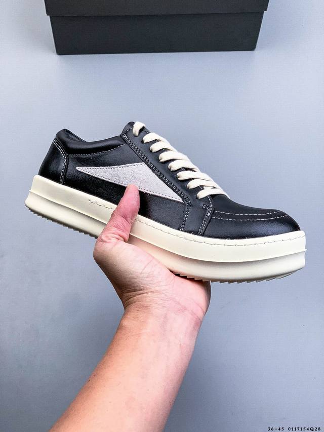 Rick Owens Hollywood Calfskin Round Toe Lace-up Low-top Sneakers - Ultimate Valu