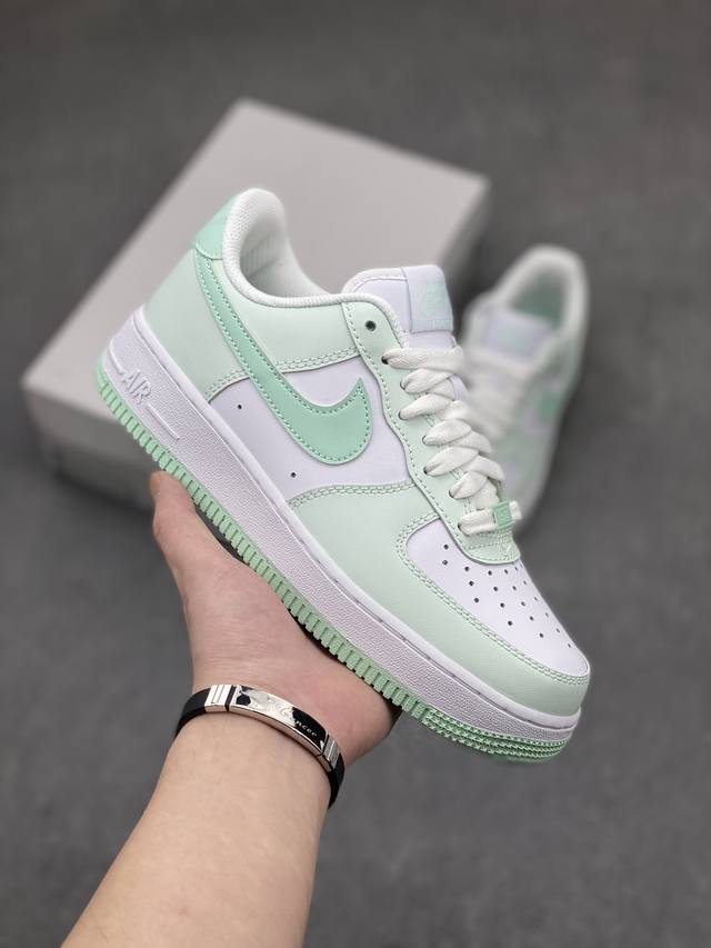 DDD Nk Air Force 1 '07 Low White/Green Air Force 1 Low-Top Casual Sneakers, Cust