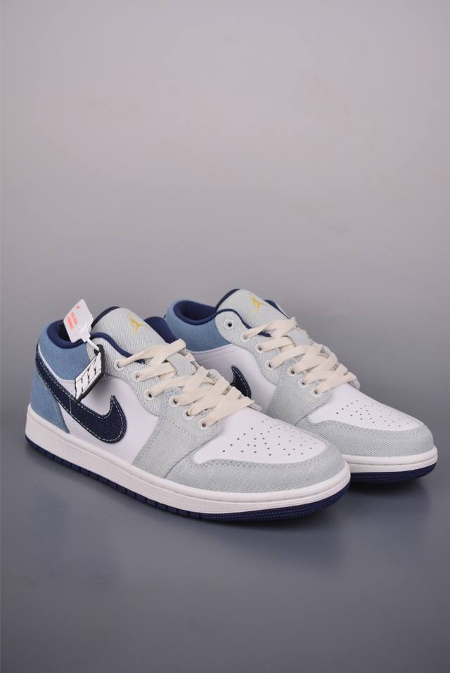 Air Jordan 1 Low Canvas White/Blue DDD AJ1 Low-Top Casual Sneakers, Synchronized
