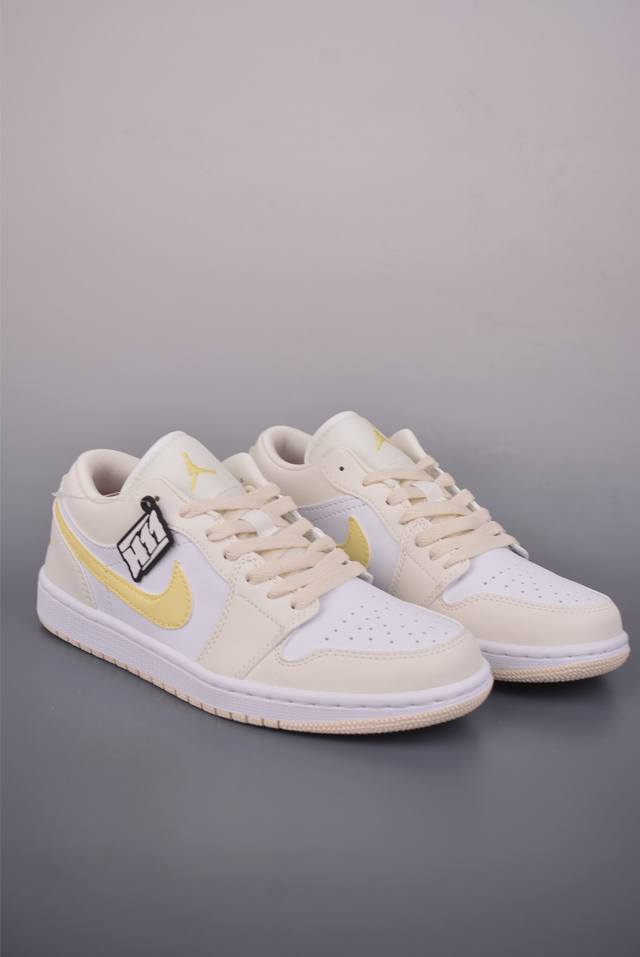 Air Jordan 1 Low White/Yellow DDD AJ1 Low-top Casual Sneakers, Synchronized with