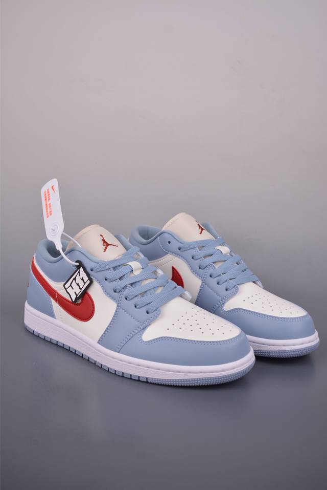 Air Jordan 1 Low Blue/White DDD AJ1 Low-Top Casual Sneakers, Synchronized with O