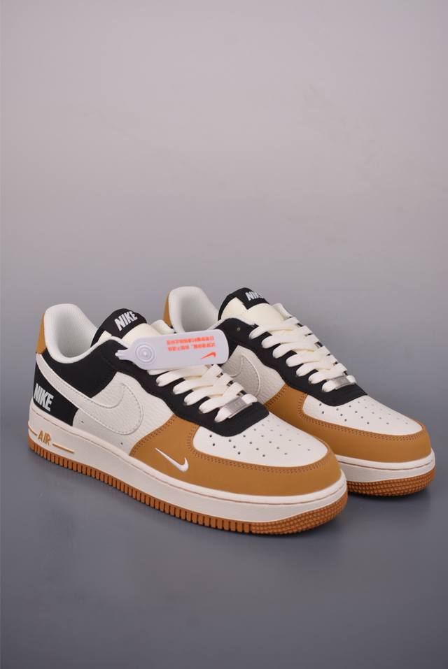 Nike Air Force 1 Low (White/Brown/Black) Original last and cardboard for authen