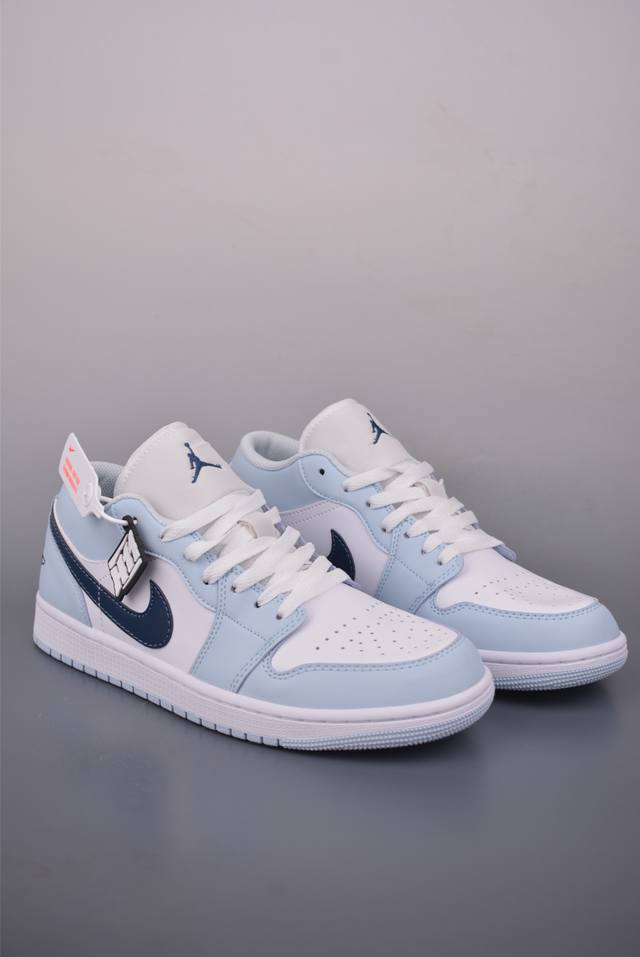 Air Jordan 1 Low Light White/Blue DDD AJ1 Low-top Casual Sneakers, Synchronized