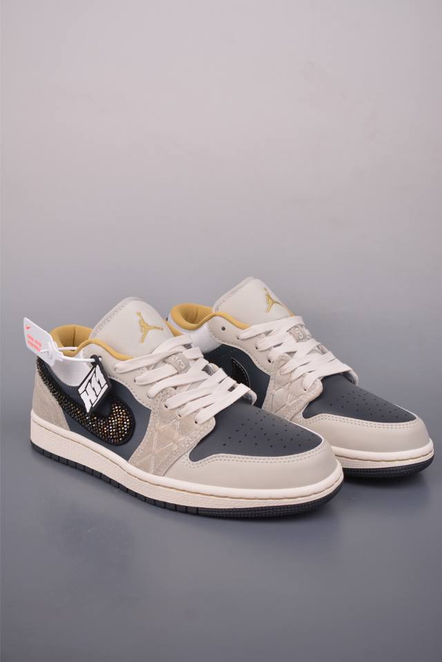 Air Jordan 1 Low Black/Grey DDD AJ1 Low-Top Casual Sneakers, Synchronized with O