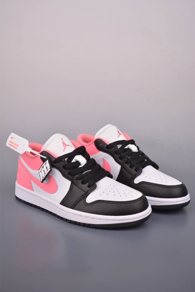 Air Jordan 1 Low Black/Pink DDD AJ1 Low-Top Casual Sneakers, Synchronized with O
