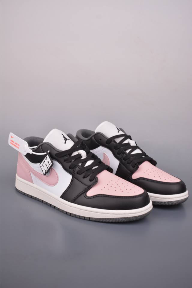 Air Jordan 1 Low Black/Pink DDD AJ1 Low-Top Casual Sneakers, Synchronized with O