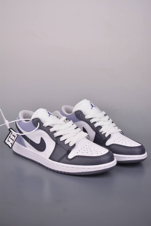 Air Jordan 1 Low White/Purple DDD AJ1 Low-top Casual Sneakers, Synchronized with