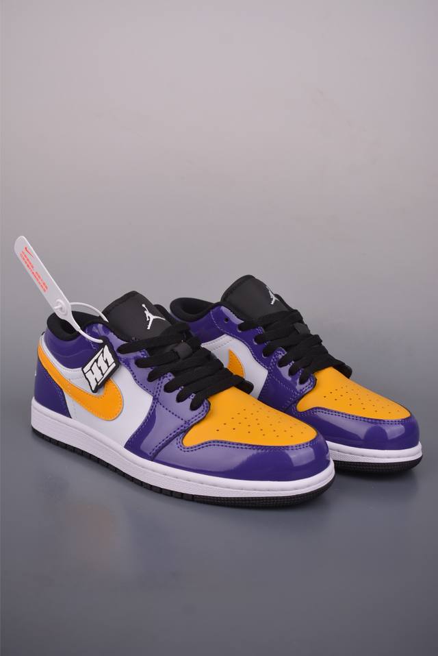 Air Jordan 1 Low Lakers (Purple and Gold) DDD AJ1 Low-Top Casual Sneakers, Offic