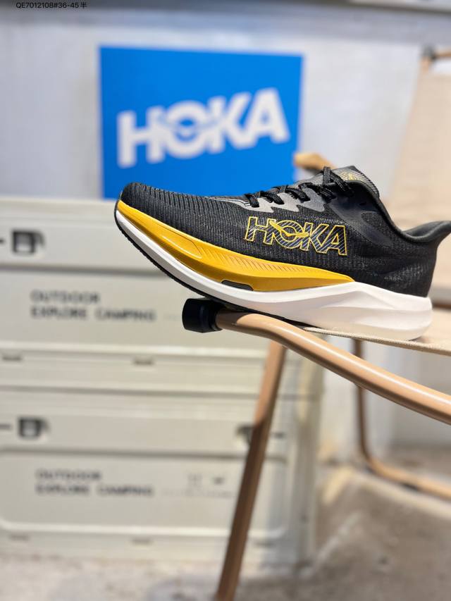 Hoka One One Rocket X 3 Translucent Mesh Upper for Breathable Running Shoes. The