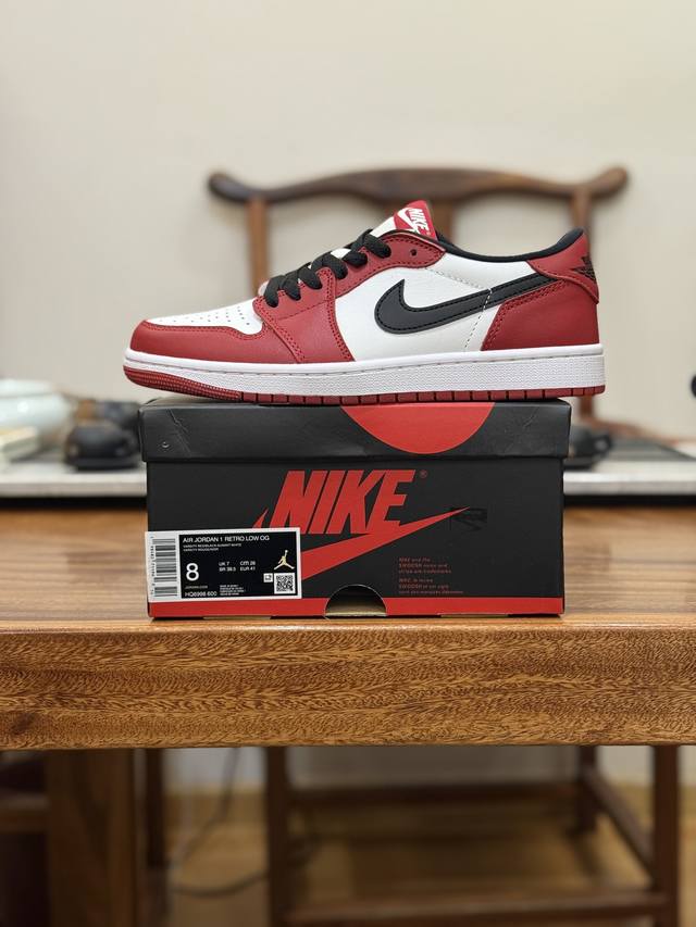 Dt Top-tier original factory-grade Air Jordan 1 Retro Low Og, Red, White, Black,