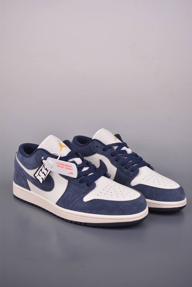 Air Jordan 1 Low White/Blue DDD AJ1 Low-top Casual Sneakers, Synchronized with O