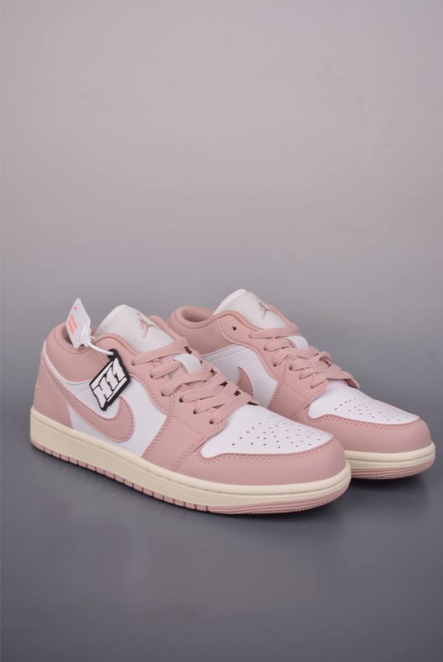 Air Jordan 1 Low White/Pink DDD AJ1 Low-top Casual Sneakers, Synchronized with O