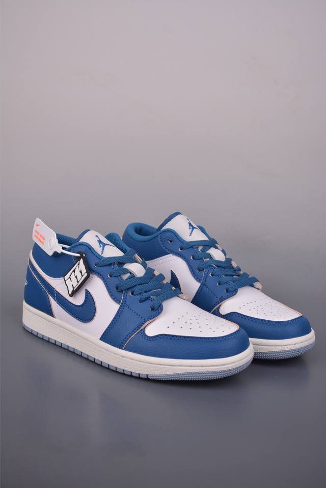 Air Jordan 1 Low White/Blue DDD AJ1 Low-top Casual Sneakers, Synchronized with O
