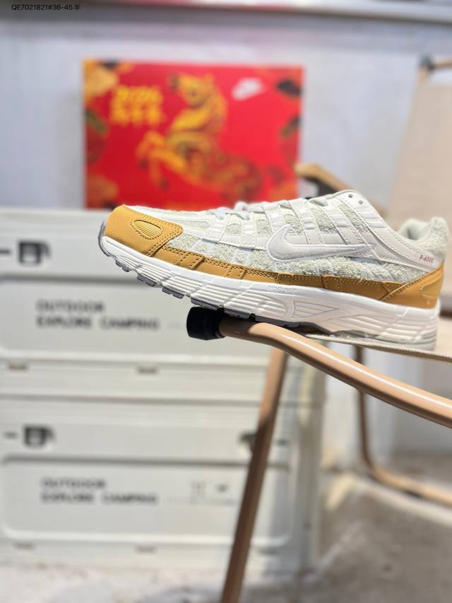 Nike P-6000 Laser Blue Retro Tech Personalized Sports Dad Shoes. The shoe featu