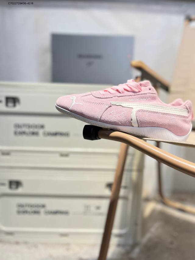 Puma x Balenciaga Speedcat series thin-soled cowhide suede round toe distressed