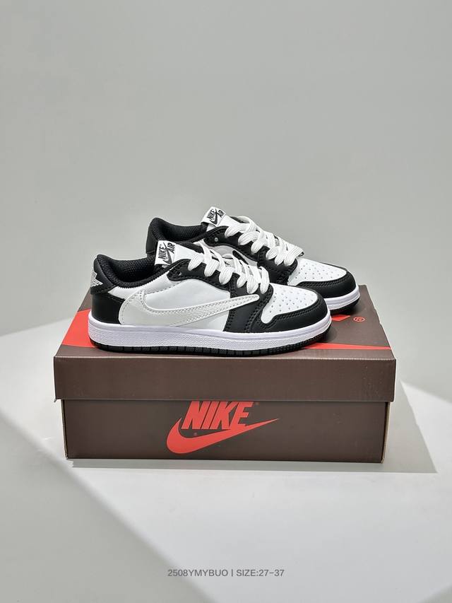 Children's Air Jordan 1 Low AJ1 (Reverse Swoosh) Low-top Casual Retro Sports Sn
