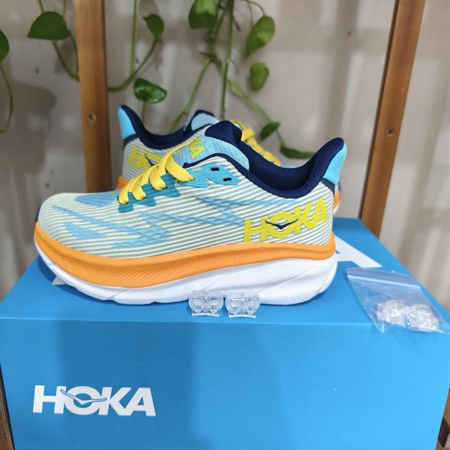 Hoka New Generation Clifton 9 Kids Running Shoes Sizes 28-37 with Shoelace Buckl